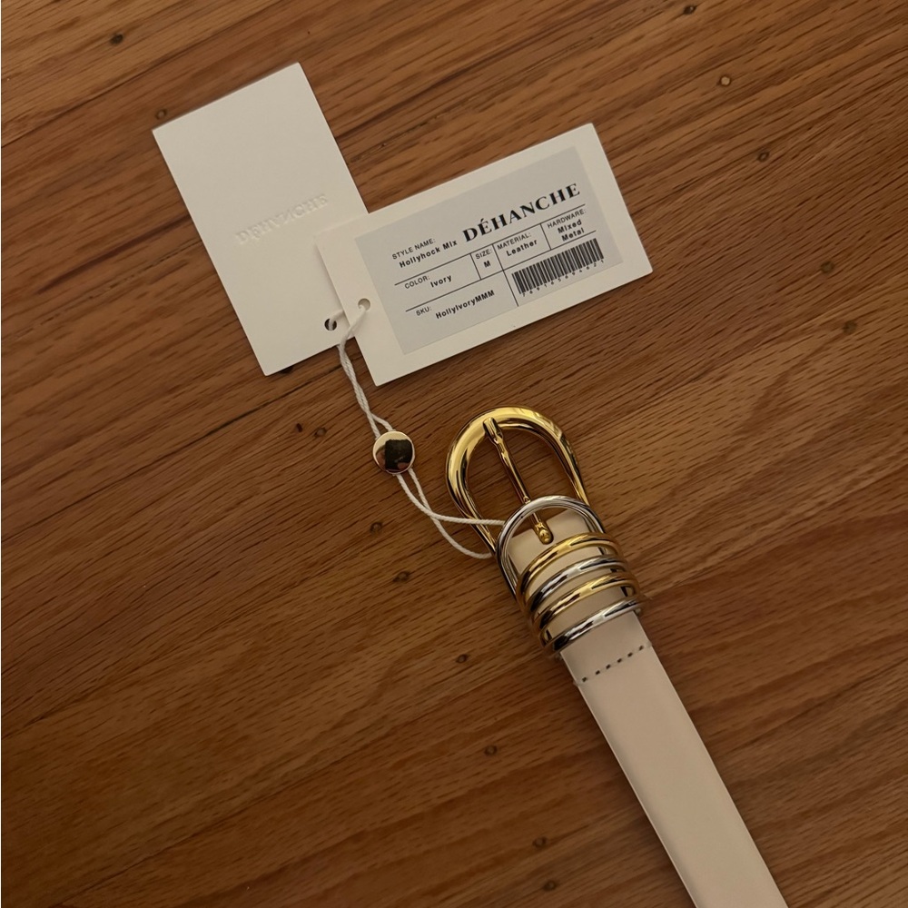 Dehanche Cream Belt with mixed silver and Gold Buckle